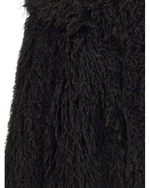 Kaos Black Faux-Fur Wide-Collar Jacket