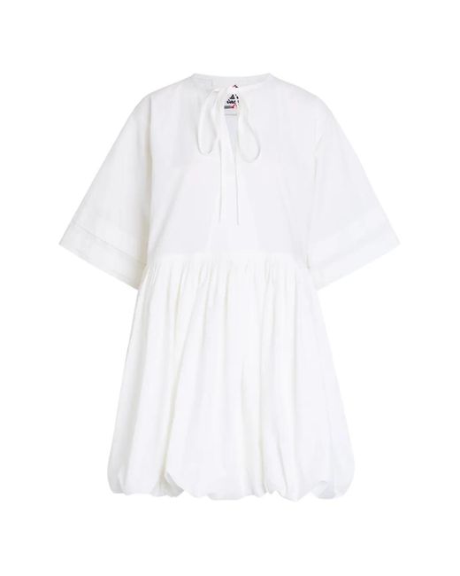 Les Vacances d'Irina White Tie-Neck Short-Sleeves Mini Dress