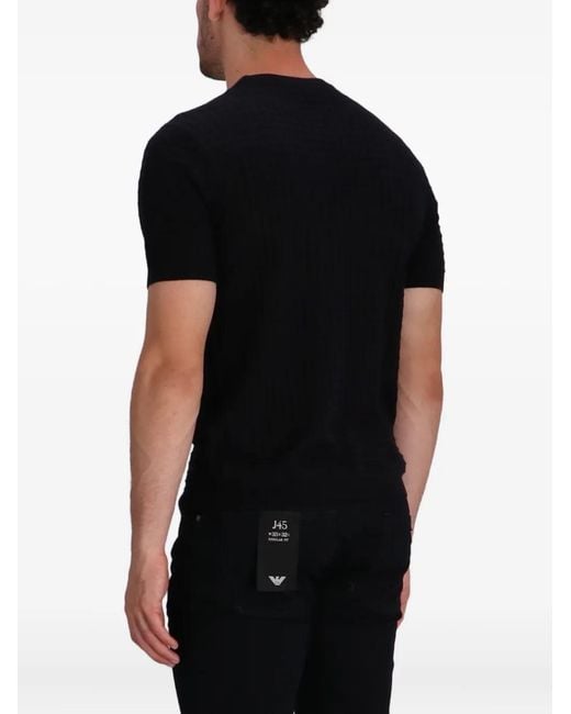 Emporio Armani Black Short Sleeves Round Neck Sweater Clothing for men
