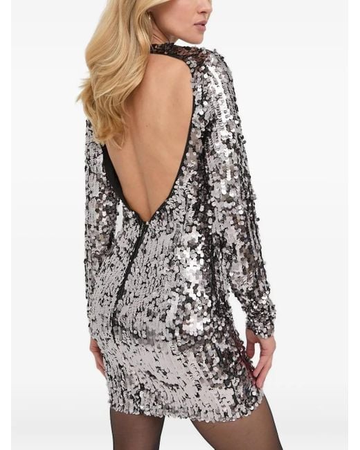princess polly baby blue dress Glittery Glee Royal Blue Sparkly Backless Long Sleeve Mini Dress