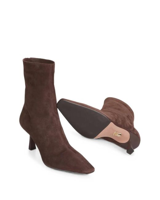 Aquazzura Brown Pointed-Toe Suede Ankle Boots