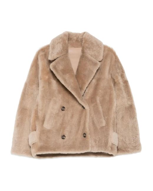 Yves Salomon Natural Double-Breasted Jacket