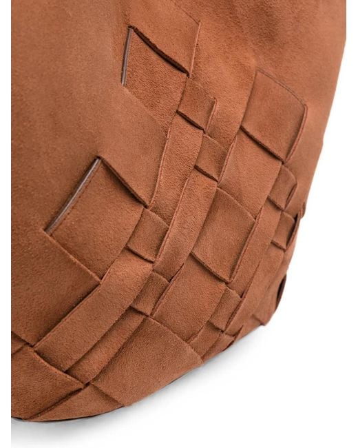 Hereu Brown Coloma Woven V-Cutout Shoulder Bag