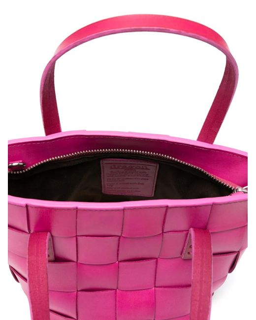 Dragon Diffusion Pink Woven Leather Tote Bag