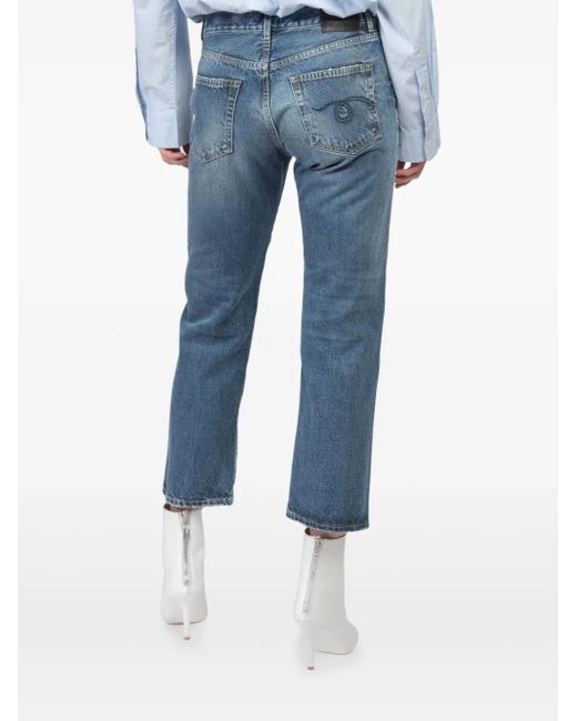 R13 Blue Cropped Straight Jeans