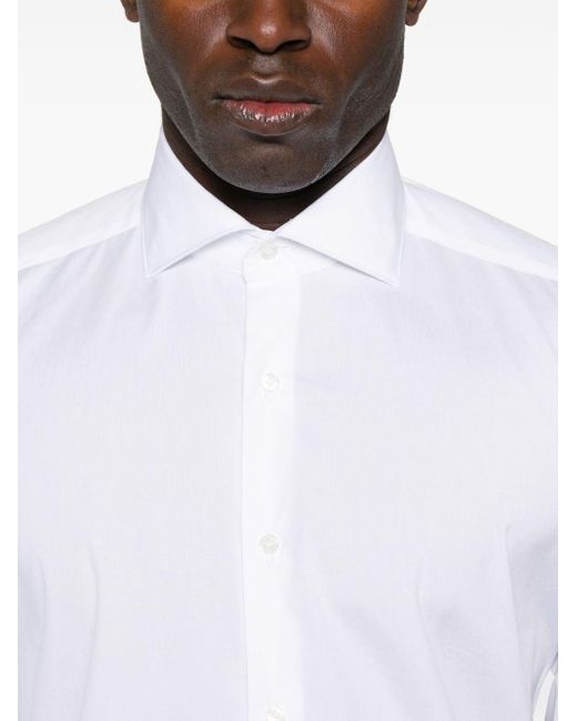メンズ Fay Cutaway-collas Cotton Shirt White