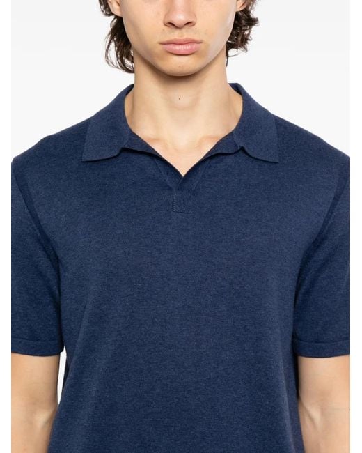 N.Peal Cashmere Blue Polo-Collar T-Shirt for men