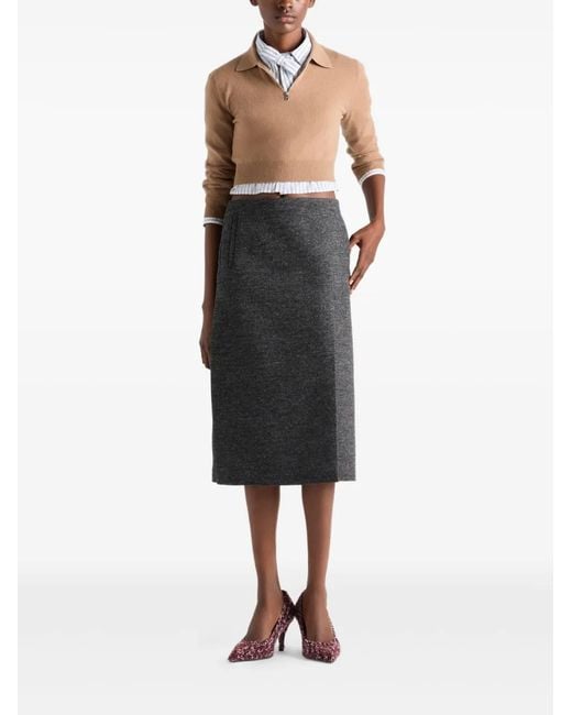 Prada Natural Cashmere Polo Sweater