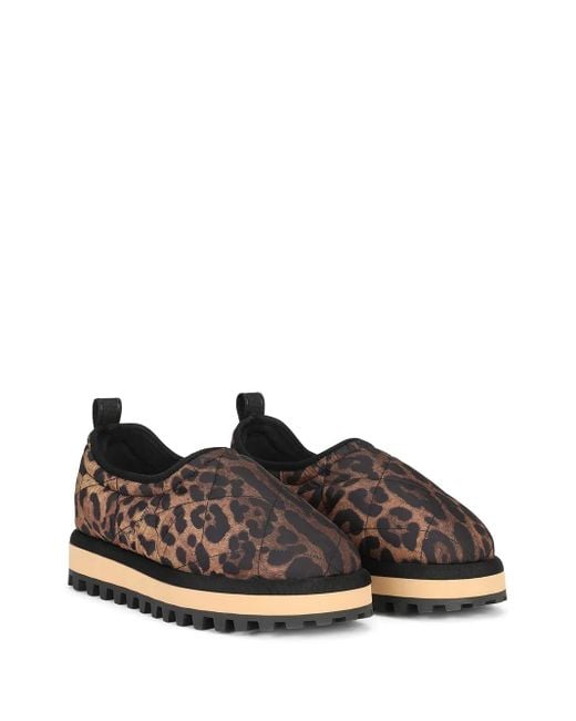 Dolce & Gabbana Brown City Leopard-Print Slip-On Shoes