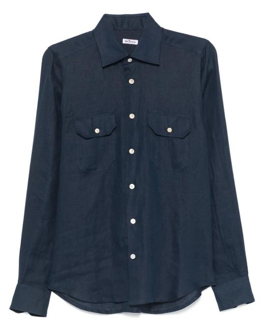 Kiton Blue Linen Shirt for men