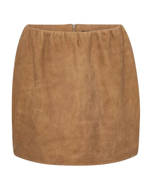 ROTATE BIRGER CHRISTENSEN Brown Suede Mini Skirt