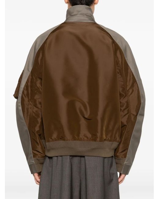 Sacai Brown Zipped Panelled Jacket for men