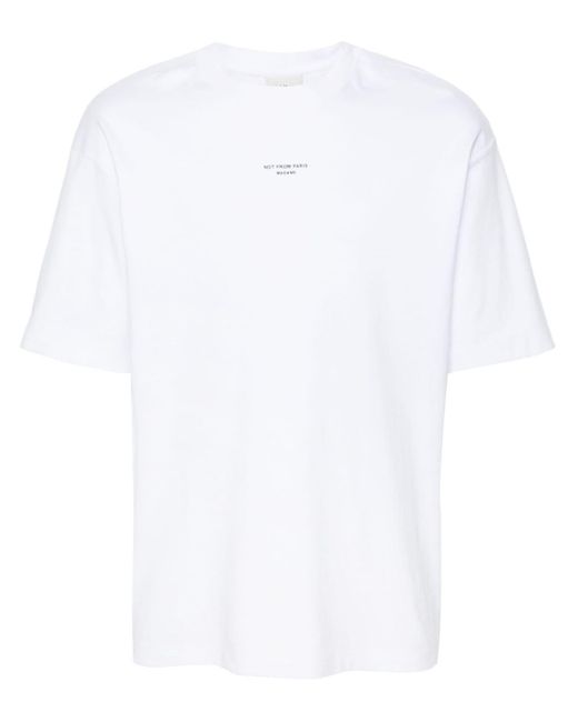 Drole de Monsieur White Slogan-print Cotton T-shirt for men
