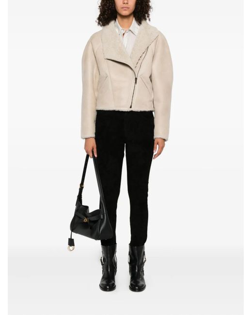 Isabel Marant Natural Blondine Zip-Front Shearling Jacket