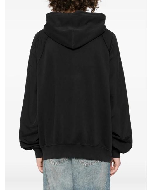 Palm Angels Black Logo-Embroidered Hoodie for men