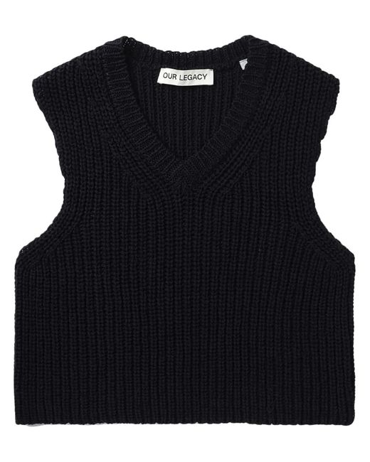 Our Legacy Black Chunky Ribbed-Knit Vest for men