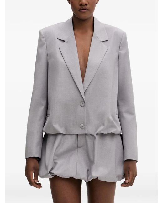 Isabelle Blanche Gray Bubble-Hem Blazer