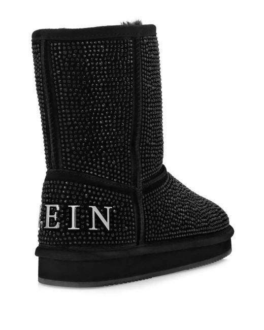 Philipp Plein Black Crystal-Embellished Boots