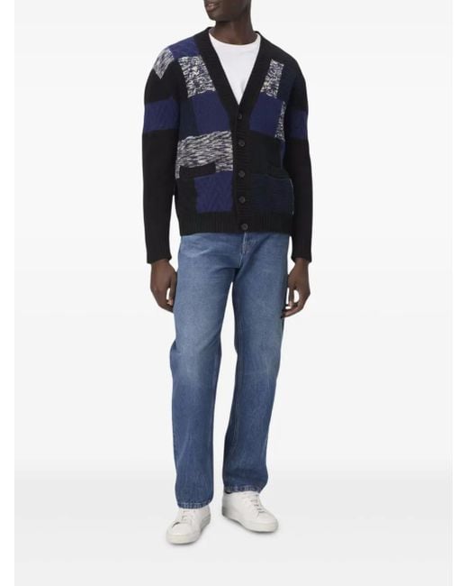 Missoni Blue Patchwork V-Neck Cardigan for men