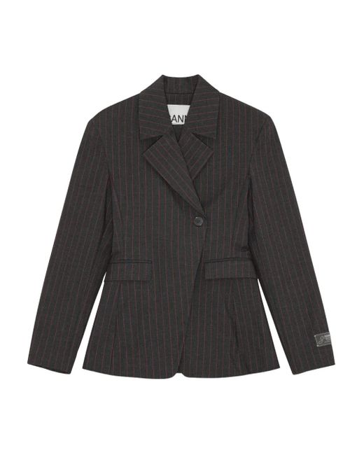 Ganni Black Off-Centre Blazer
