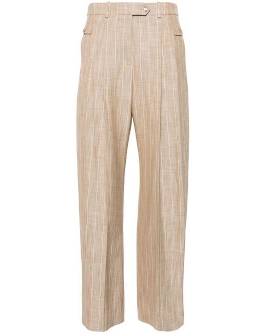 Boss Natural Pinstriped Wide-leg Trousers