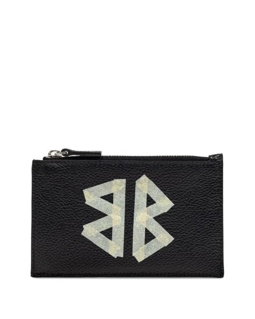 Balenciaga Black Cash Logo-Appliqué Leather Wallet for men