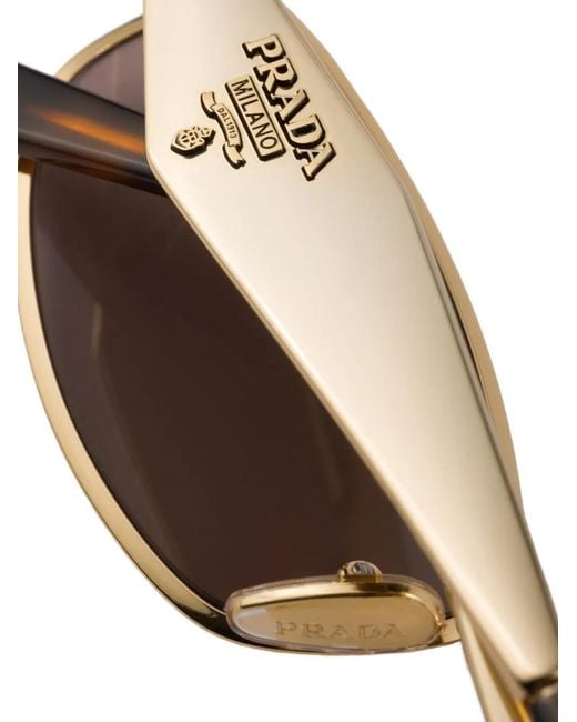 Prada Metallic Sunglasses With Prada Logo