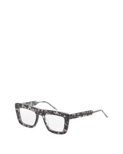 Thom Browne Black Tortoiseshell-Effect Square-Frame Glasses