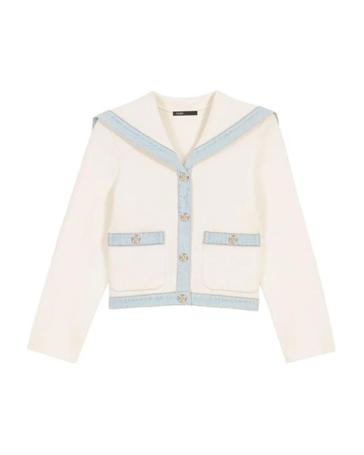 Maje White Sailor-Collar Jacket