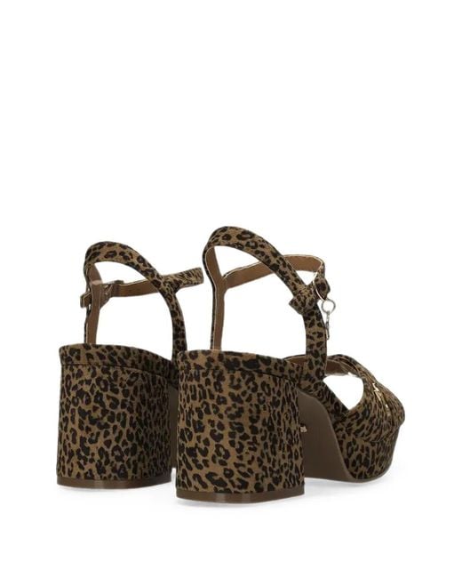 Mexx Brown Leopard-Print Platform Sandals