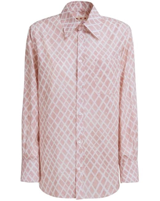 Marni Pink Patterned Long-Sleeve Shirt