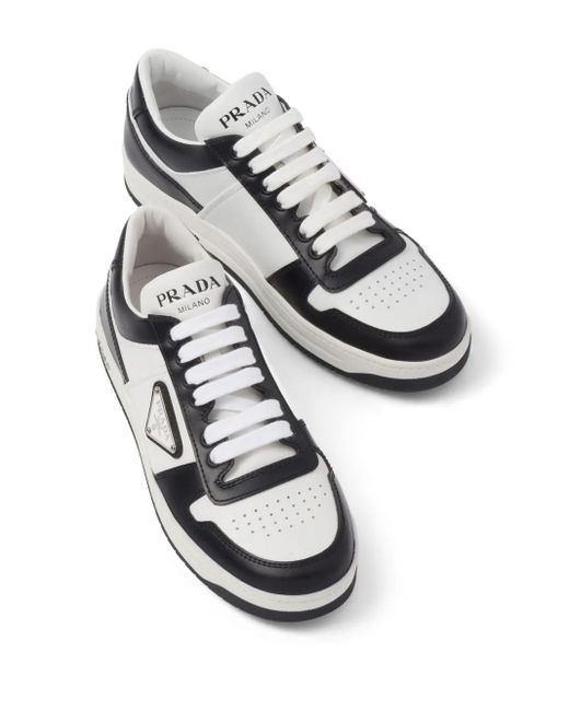 Prada Downtown Leren Sneakers in het White