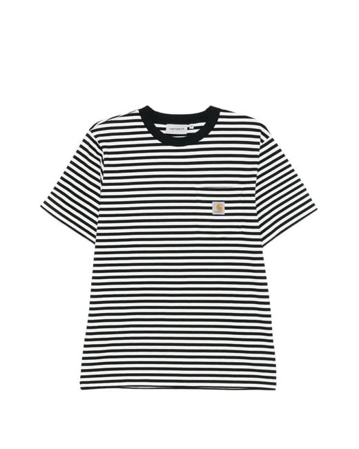 Carhartt Gray Striped Pocket T-Shirt for men