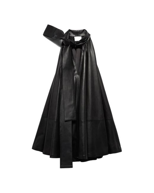 7 For All Mankind Black Tie-Neck Mini Dress
