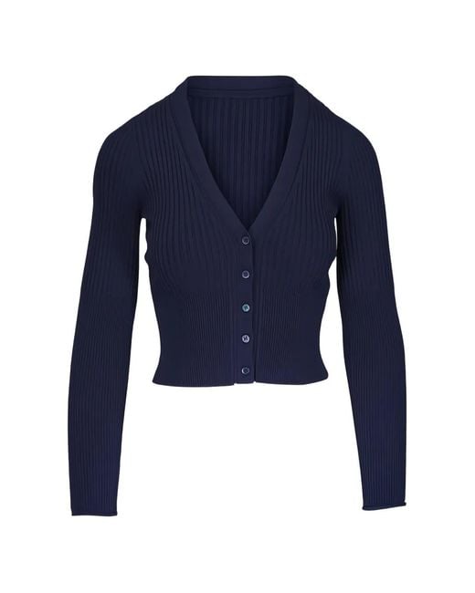 Jonathan Simkhai Blue Ailany Ribbed V-Neck Cardigan