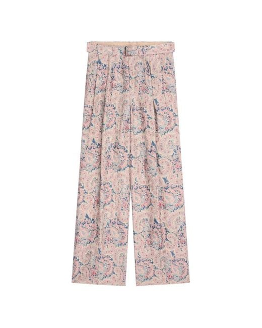 Dries Van Noten Pink Belted Jacquard Pants for men