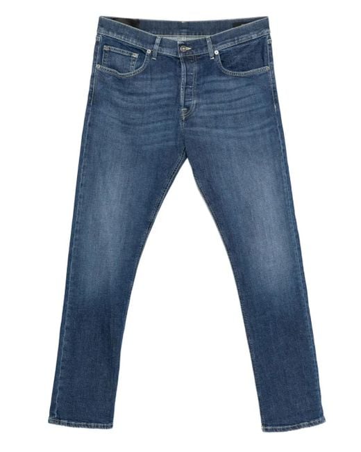 Dondup Blue Buttoned Washed Jeans for men