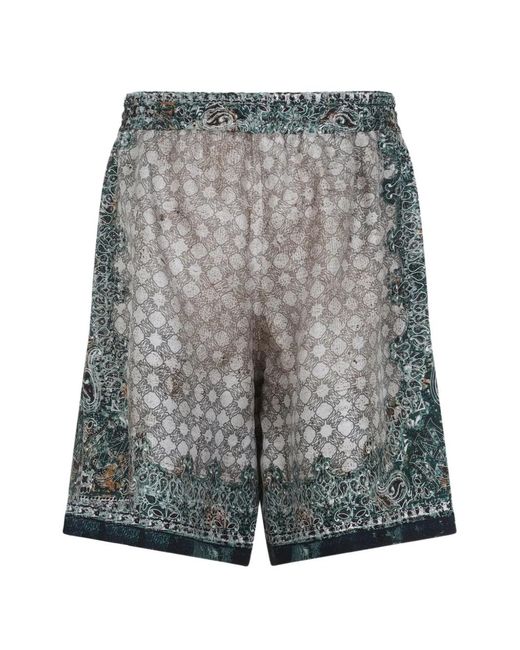 Amiri Gray Paisley Print Drawstring Shorts for men