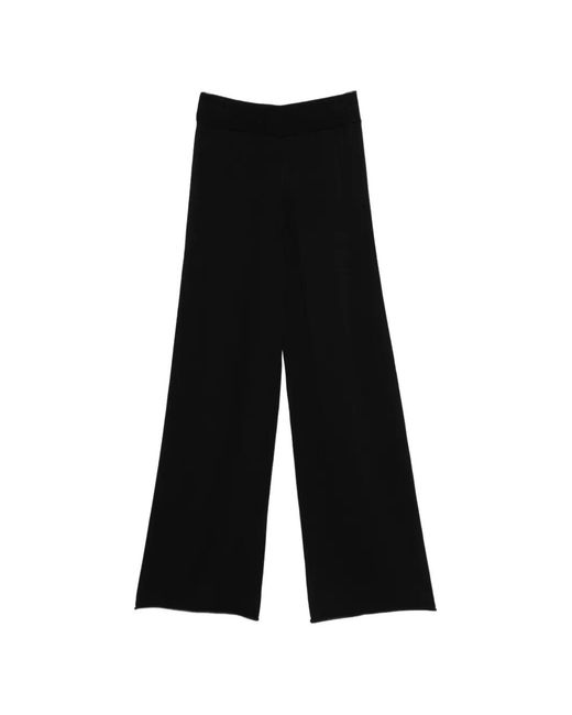 Philo-Sofie Cashmere Black Ribbed Wide-Leg Trousers