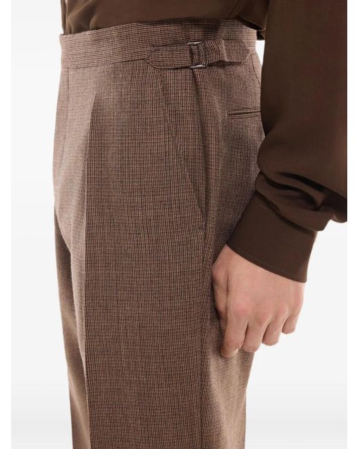 Fursac Brown Pleated Wool Trousers for men