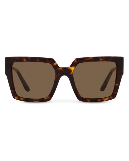 Dolce & Gabbana Brown Tortoiseshell-Effect Square-Frame Sunglasses