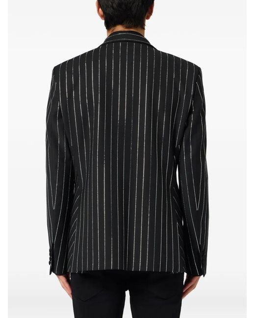 Philipp Plein Black Jacquard Striped Blazer for men