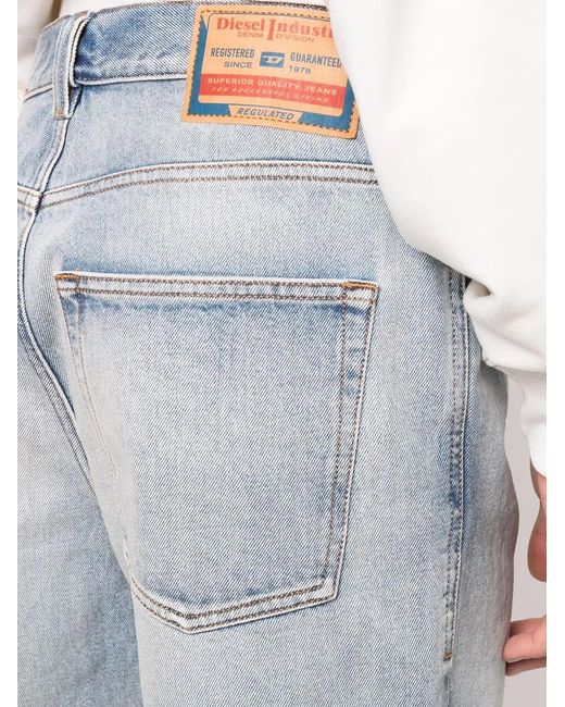 DIESEL Blue Wide-Leg Denim Skate Shorts for men