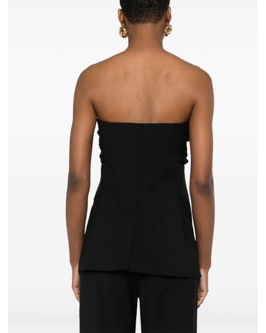 Max Mara Black Wool Canvas Bustier Top