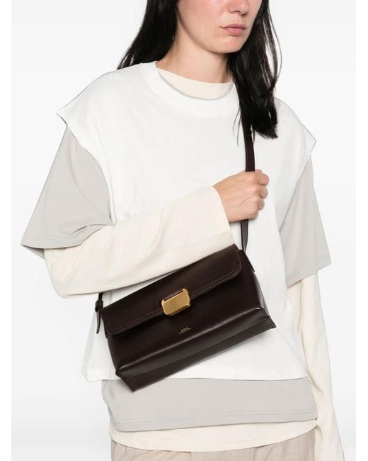 A.P.C. White Small Simone Leather Shoulder Bag