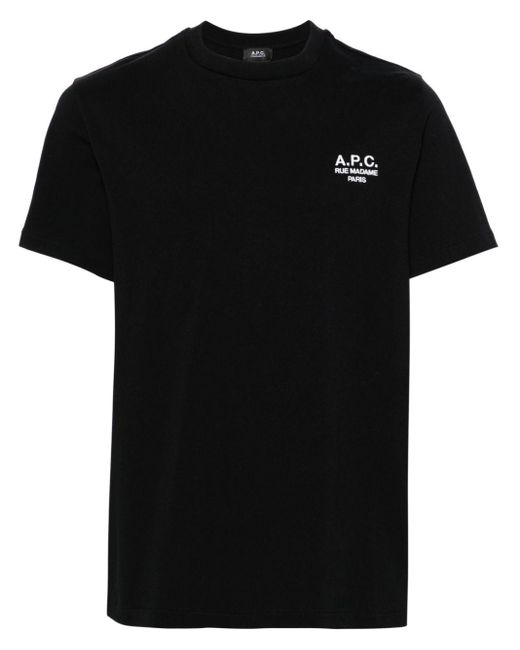 A.P.C. Black Logo-embroidered Cotton T-shirt for men