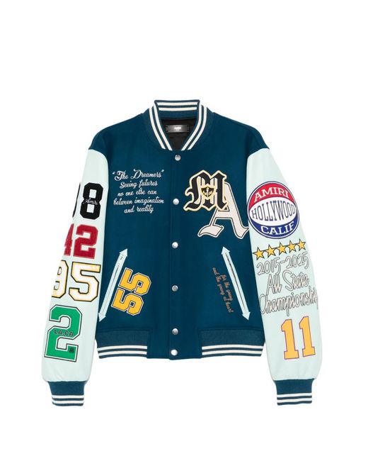 Amiri Blue Varsity Patch Jacket for men