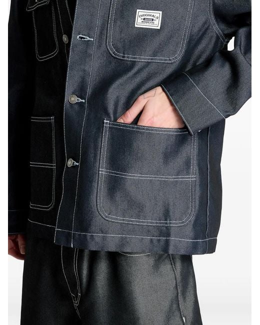 Guess Blue Chore Contrast-Stitch Denim Jacket for men