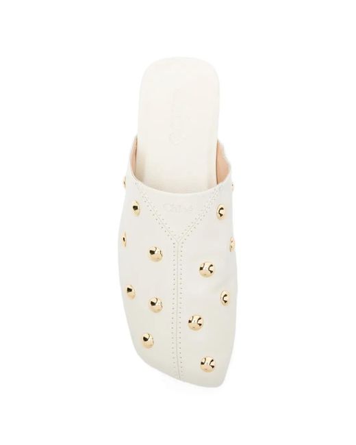 Chloé White Rita Studded Mules