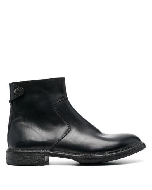 Moma Black Leather Ankle Boots for men